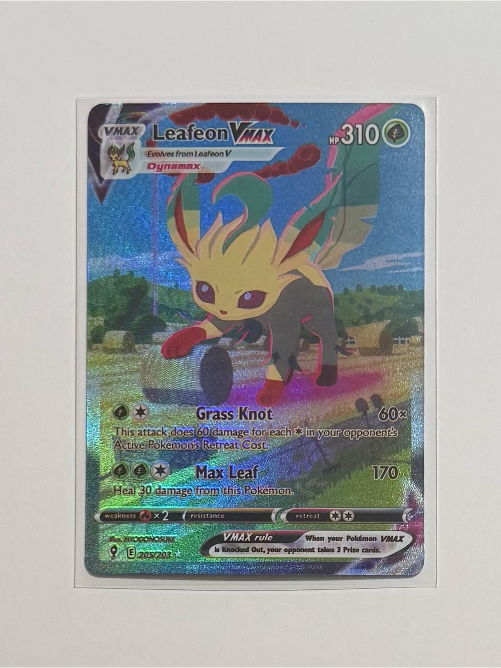 Leafeon VMAX Alt Art 205 SWSH07 Evolving Skies Holo, Fan Art, DIY Custom Card